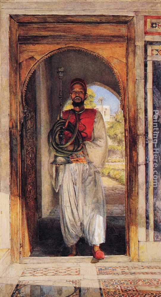 The Pipe Bearer painting - John Frederick Lewis The Pipe Bearer art painting